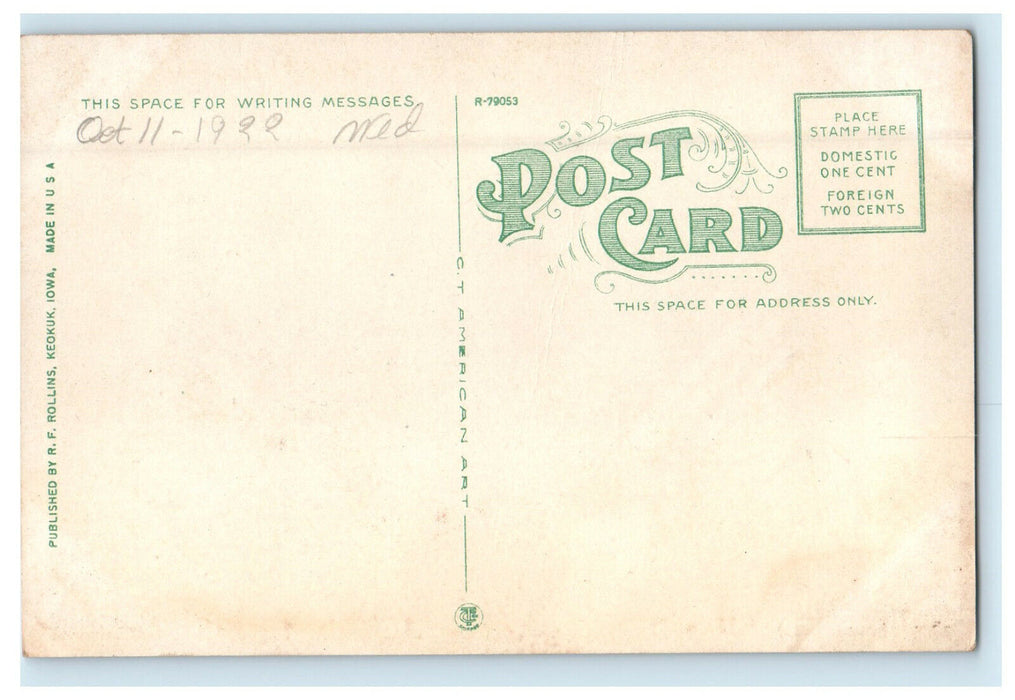c1920s First Boats Going Through Government Lock, Keokuk Iowa IA Postcard