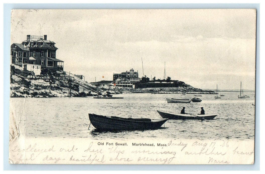 1906 Old Fort Sewall Beach Scene Marblehead Massachusetts MA Antique Postcard