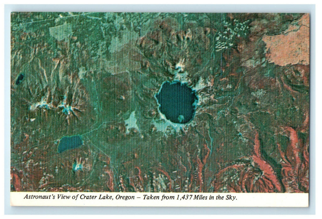 c1950s Astronaut's View of Crater Lake, Oregon OR Unposted Postcard