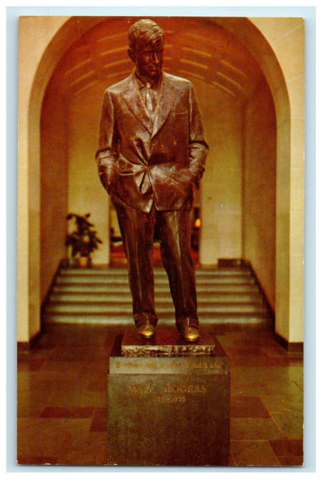 c1960s Statue of Will Rogers Will Rogers Memorial Claremont Oklahoma OK Postcard