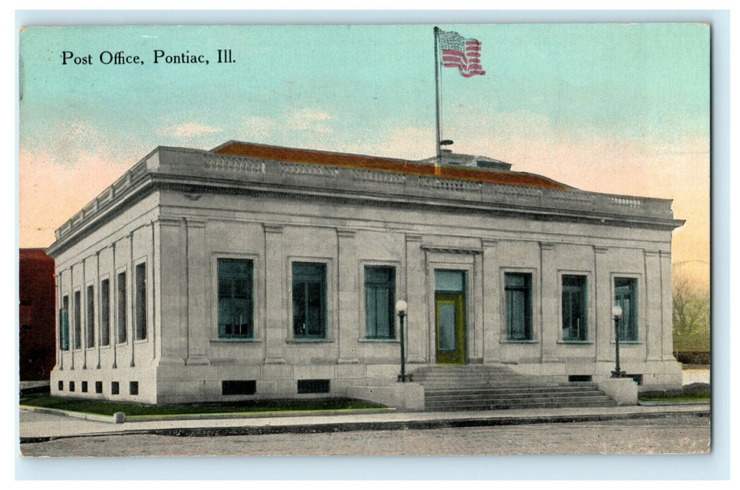 1913 Post Office Opened Two Weeks Ago Pontiac Illinois IL Antique Postcard