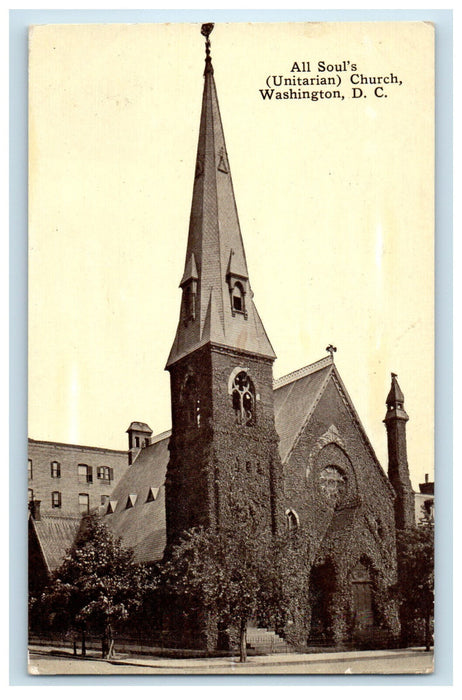 c1910 All Soul's (Unitarian) Church, Washington DC Unposted Antique Postcard
