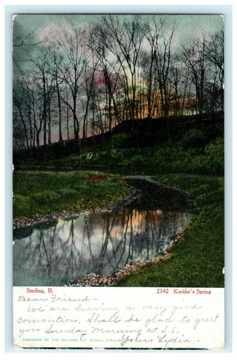1908 Kreider's spring Sterling Illinois IL Posted Antique Postcard