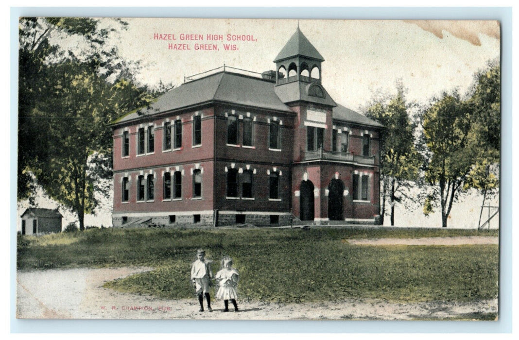 c1910 Hazel Green High School Wisconsin WI Unposted Antique Postcard