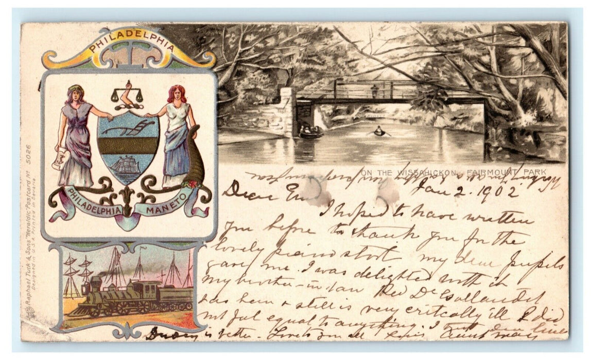 1902 Philadelphia Tuck Wissahickon Fairmount Park PA Posted Embossed Postcard