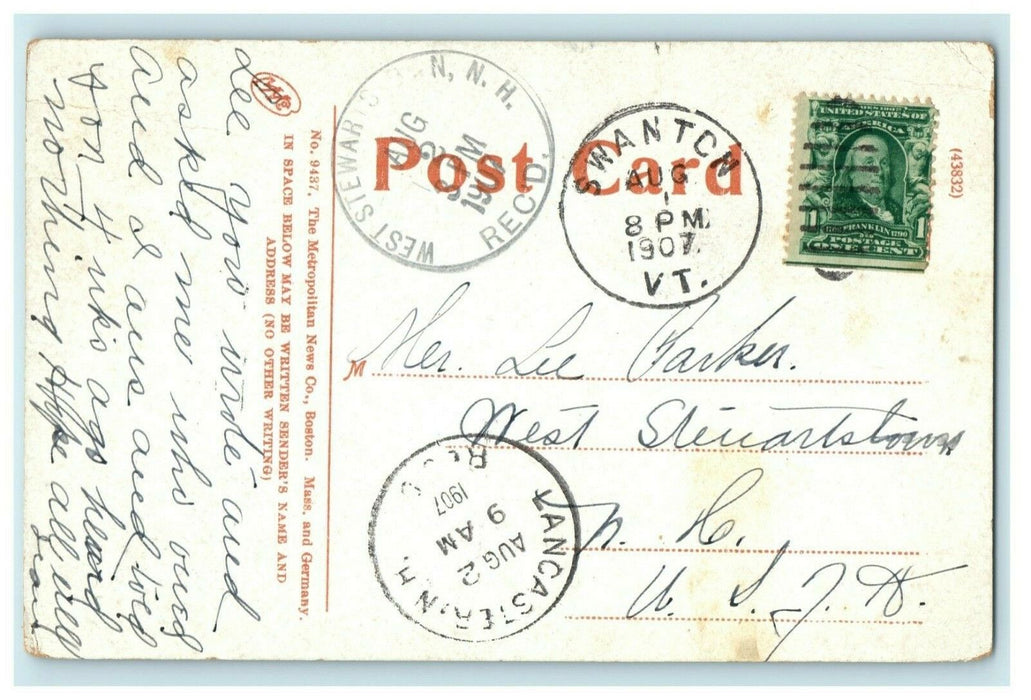 1907 Park and Fountain St. Albans Vermont VT Swanton Posted Antique Postcard