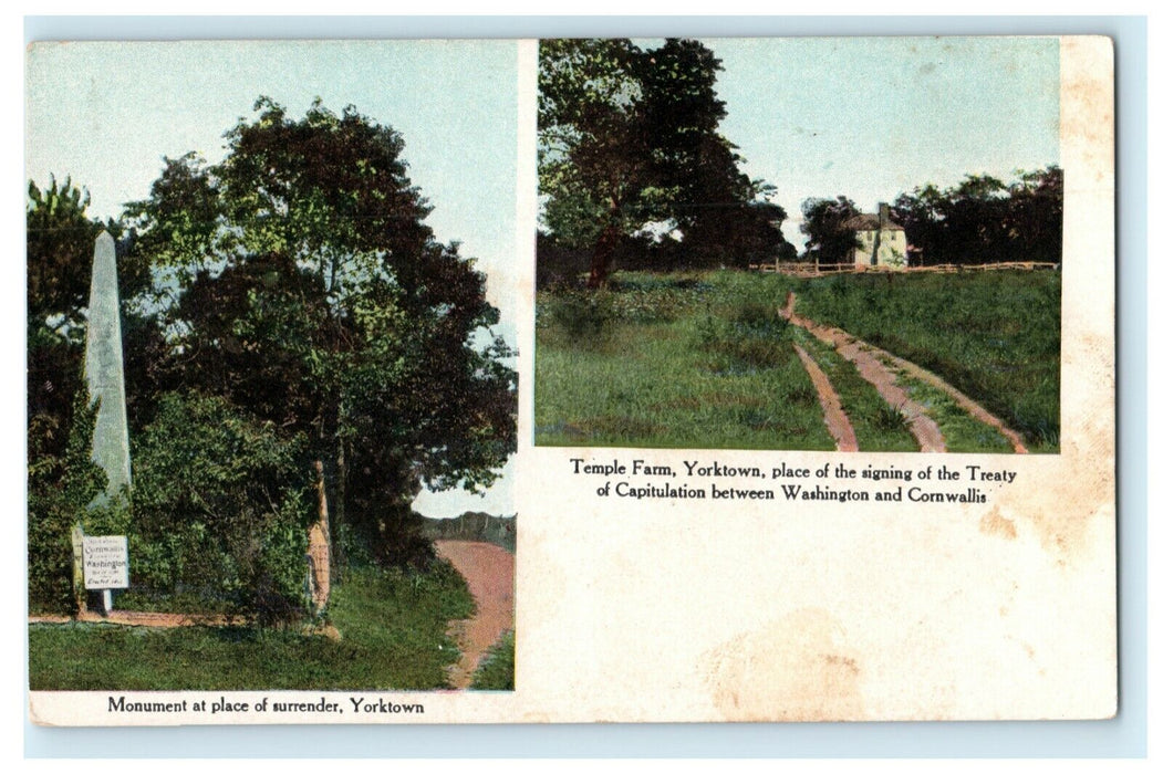 c1900 Yorktown Monument Temple Farm Yorktown Virginia Antique PMC Postcard