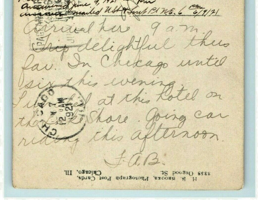 1921 Edgewater Beach Hotel Chicago Illinois Posted Vintage RPPC Photo Postcard
