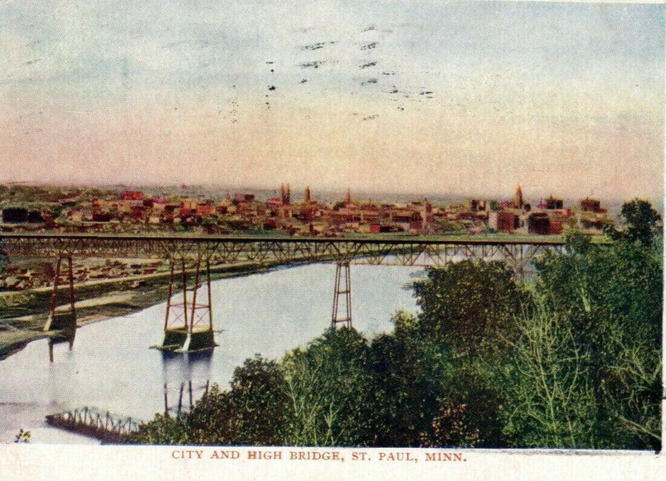 1905 City and High Bridge St. Paul Minnesota MN Posted Antique Postcard