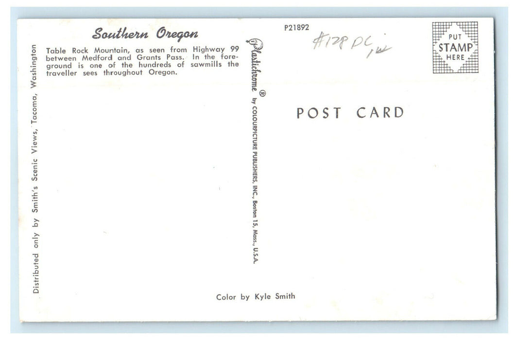 c1960s Table Rock Mountain, Hundreds of Sawmills, Southern Oregon OR Postcard