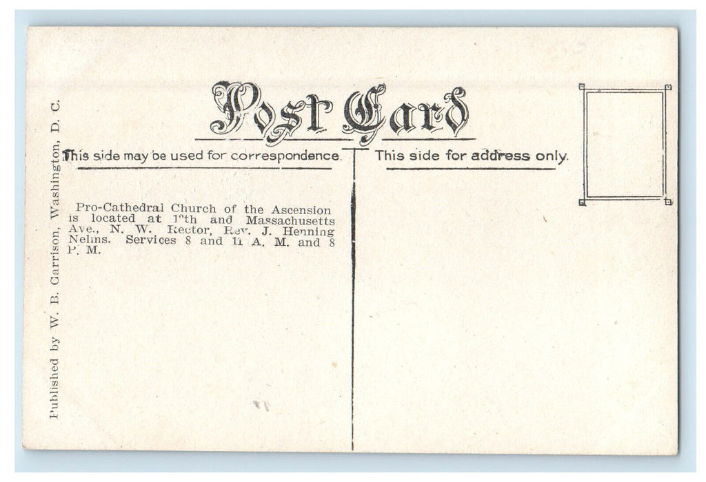 c1910 Pro Cathedral Church of the Ascension Washington DC Unposted Postcard