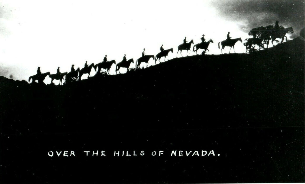 c1940's Over the Hills of Nevada NV Horse Pack Vintage RPPC Photo Postcard