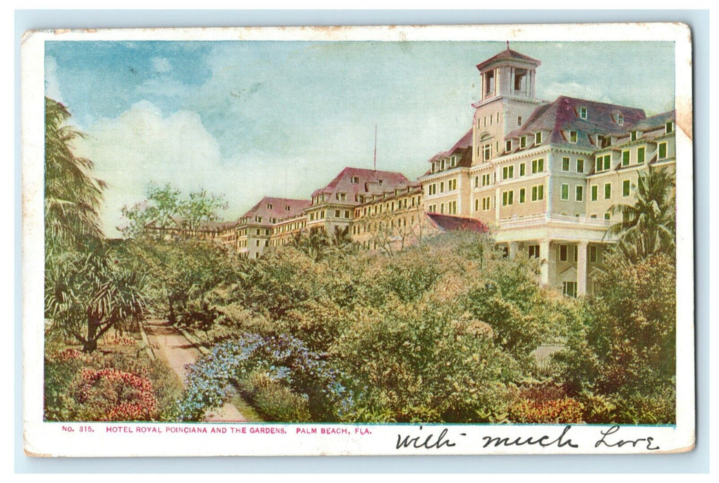 1904 Hotel Royal Poinciana Gardens Palm Beach Florida FL Posted Antique Postcard