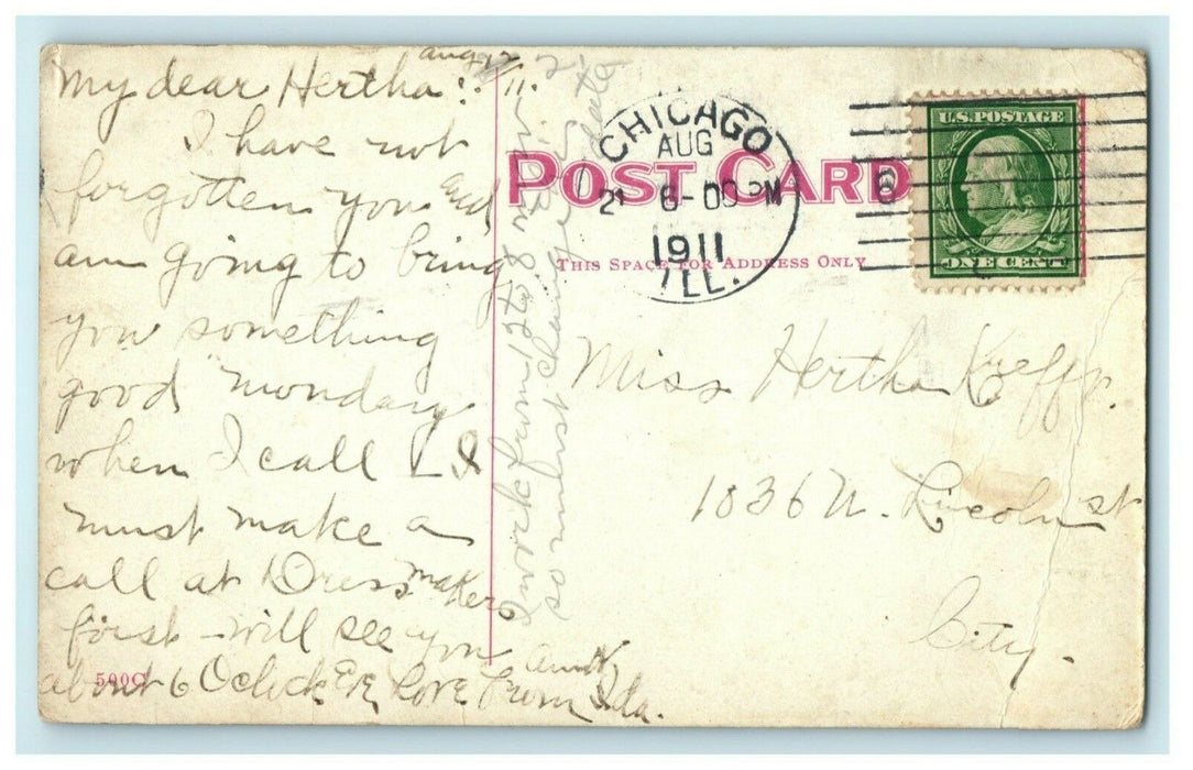 1911 Concert Day Lincoln Park Illinois IL Posted Antique Postcard