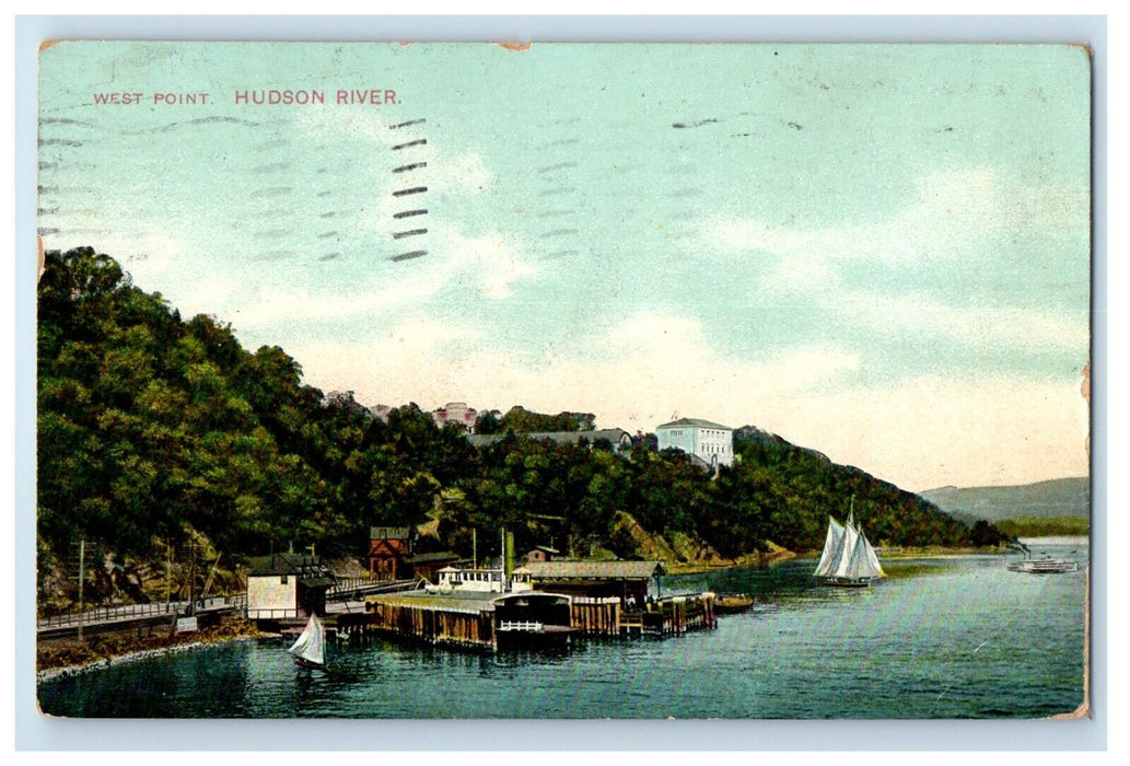 1909 View Of West Point Boat Hudson River New York NY Posted Antique Postcard