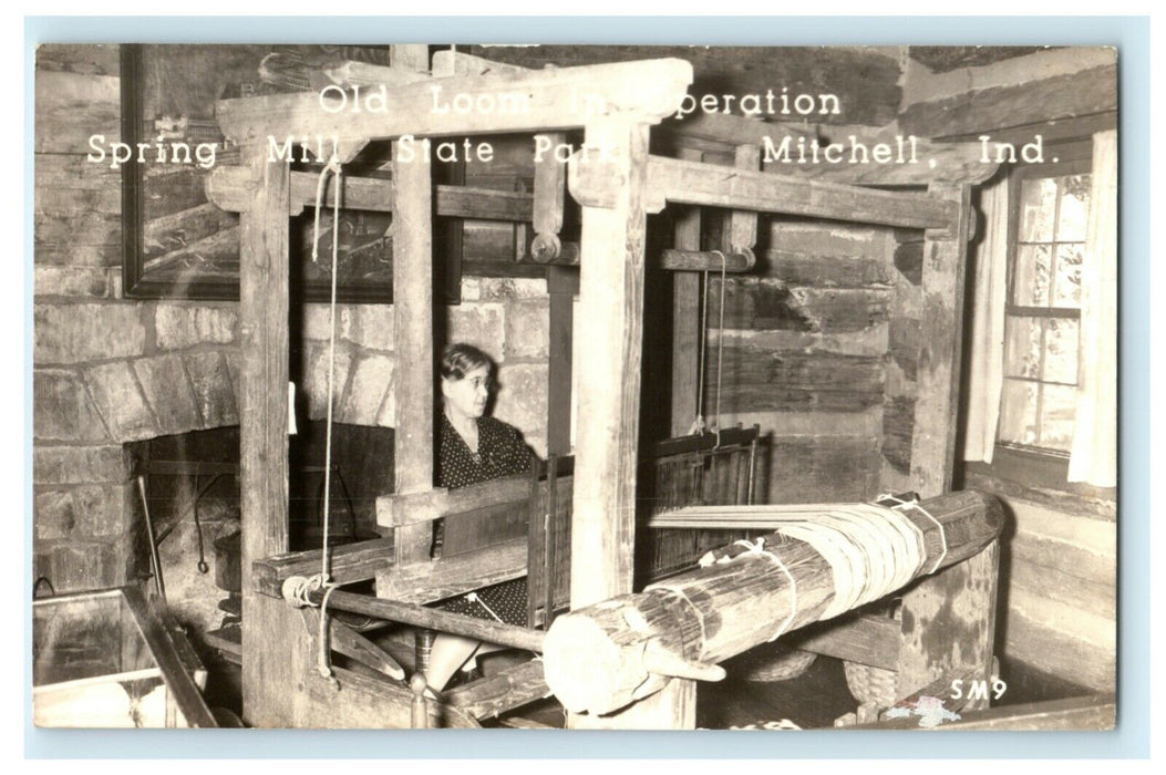 Old Loom Spring Mill State Park Mitchell Indiana IN Vintage RPPC Photo Postcard