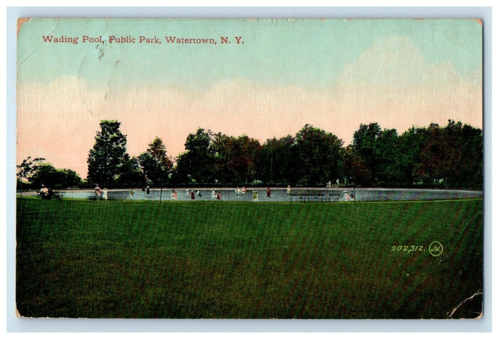 1911 Wading Pool Public Park Watertown New York NY Posted Antique Postcard