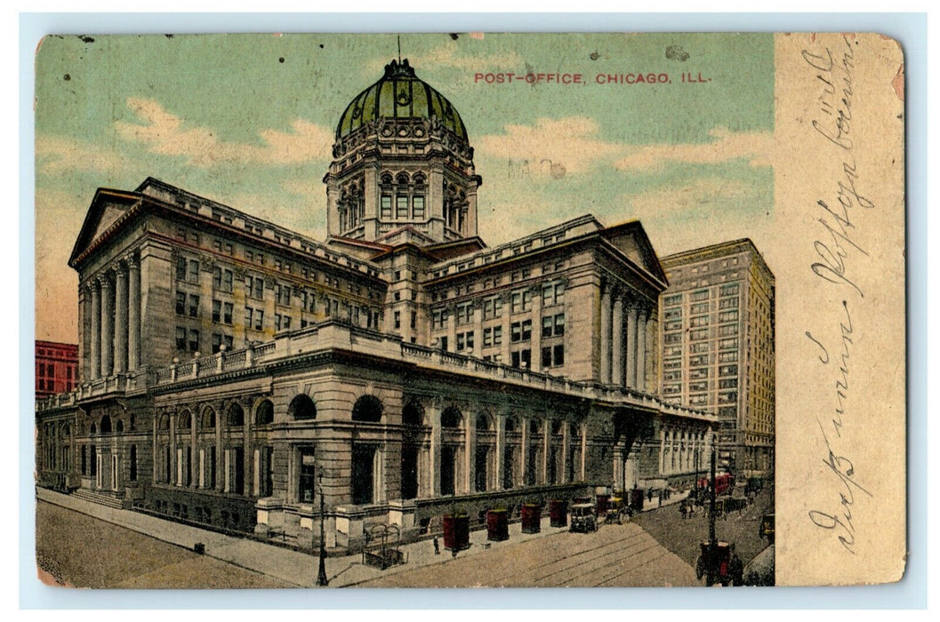 1910 Post Office Chicago Illinois IL Posted Antique Postcard