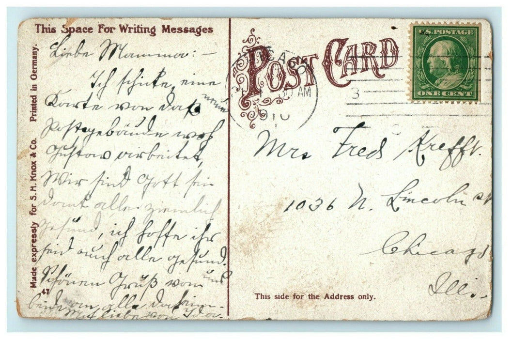 1910 Post Office Chicago Illinois IL Posted Antique Postcard