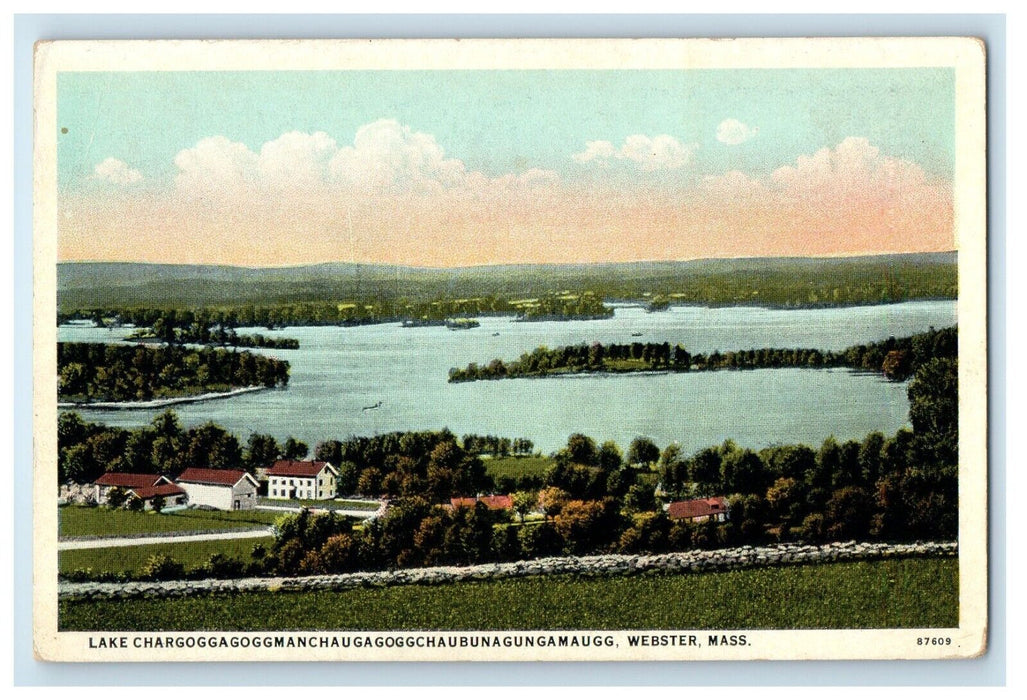 c1920's A View Of Lake Chargoggagogg Webster Massachusetts MA Vintage Postcard