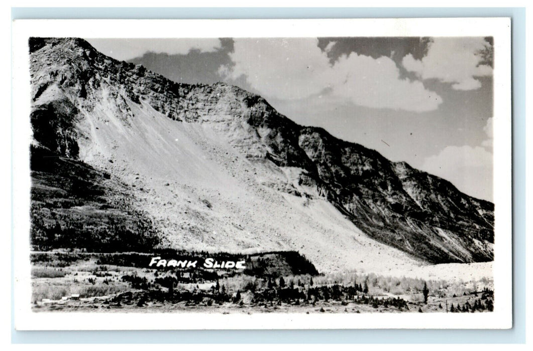 c1940's Frank Slide Alberta Canada RPPC Photo Vintage Turtle Mountain Postcard