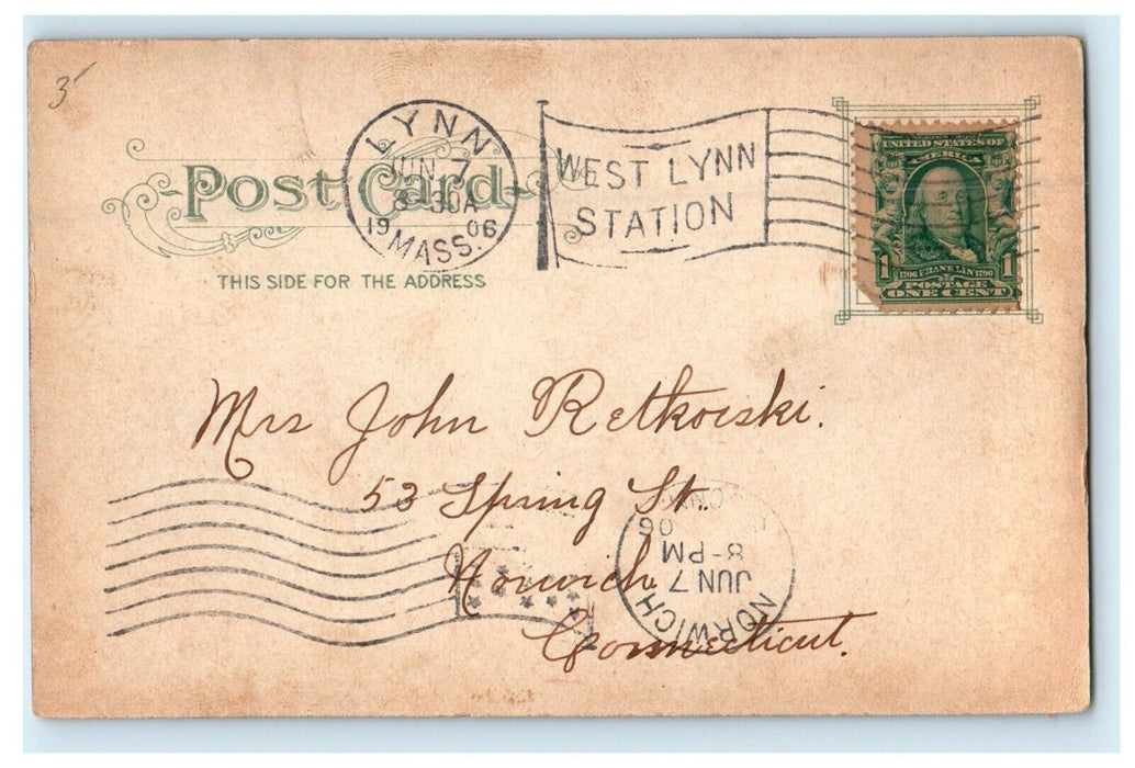 1906 Lynn Massachusetts MA, The Common Street View Undivided Back Postcard