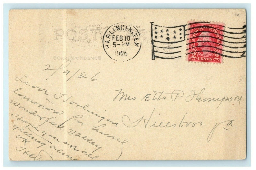 1926 Lover's Lane Harlingen Texas TX Smith RPPC Photo Vintage Postcard