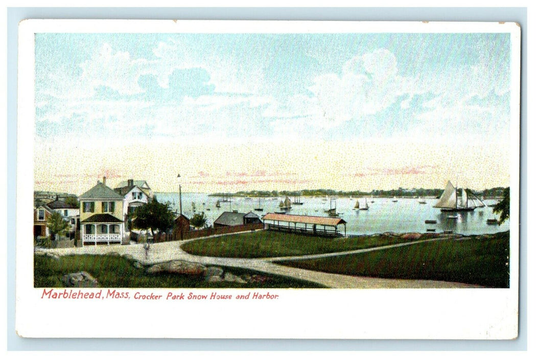 c1905 Crocker Park Snow House And Harbor Marblehead Massachusetts MA Postcard