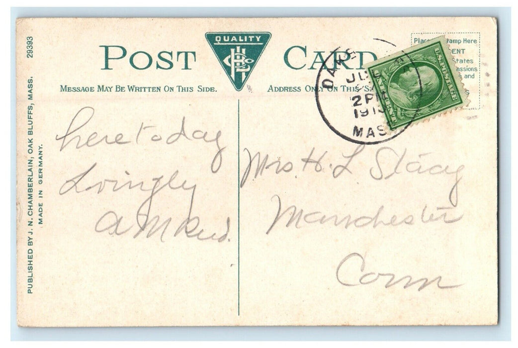 1913 South Beach By Moonlight, Martha's Vineyard, Massachusetts MA Postcard