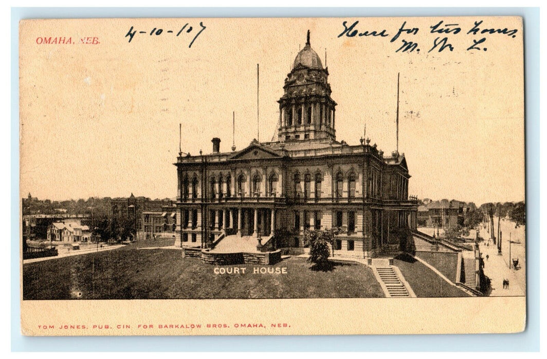 1907 Court House Omaha Nebraska NE Posted Antique Postcard