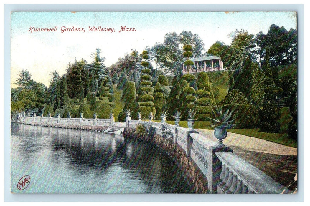 1908 Hunnewell Gardens Wellesley Massachusetts MA Posted Antique Postcard