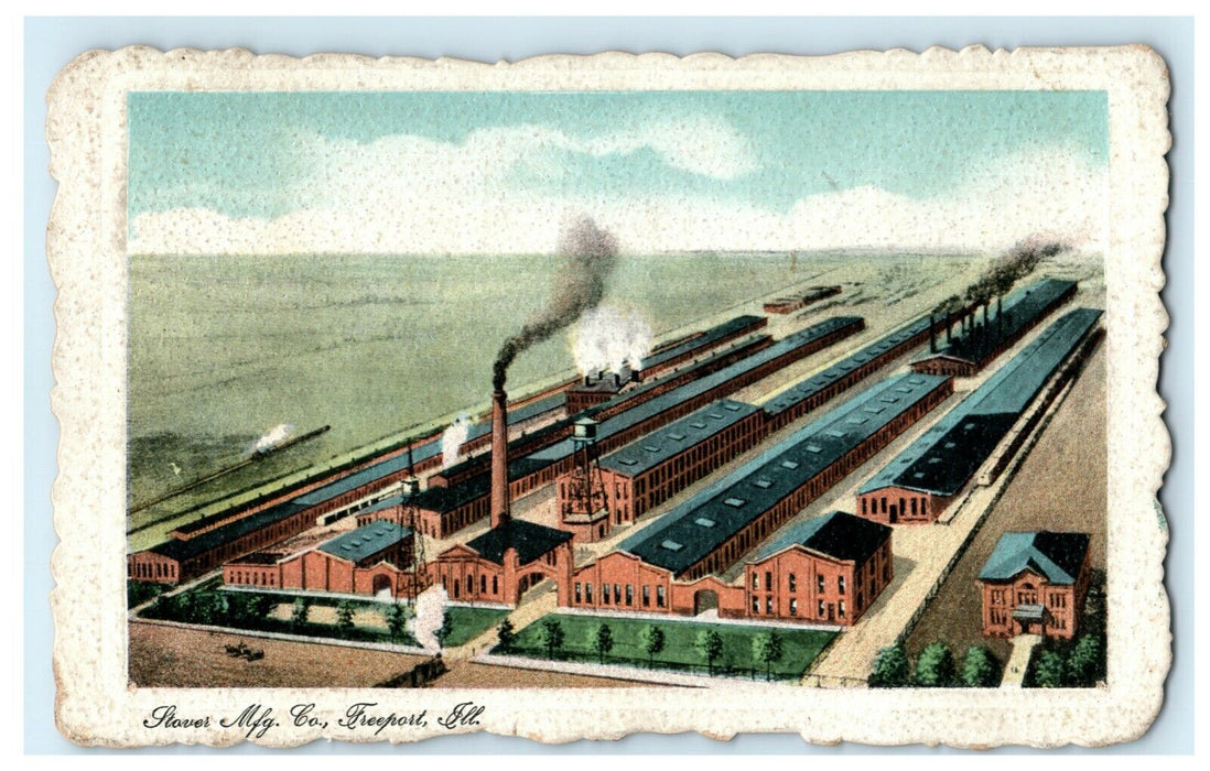 1914 Stover Manufacturing Co. Freeport Illinois IL Winona Lake Indiana Postcard