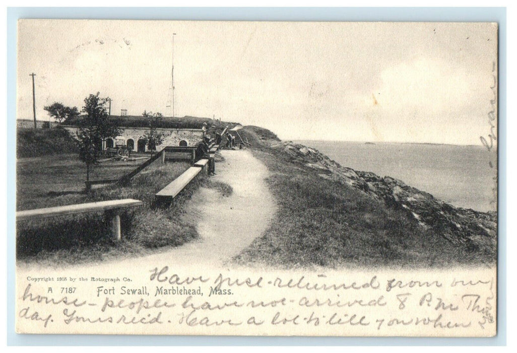 1905 Fort Sewall Marblehead Massachusetts MA Antique Rotograph Postcard