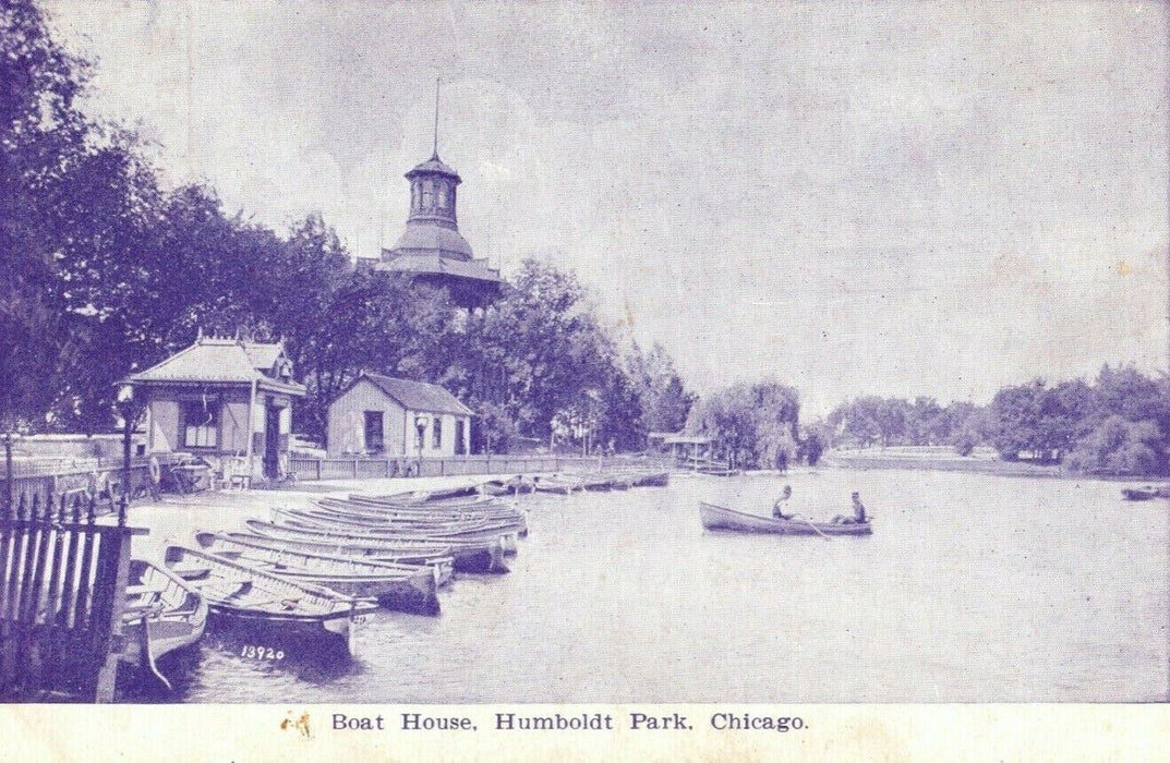 1908 Humboldt Park Boat House Chicago Illinois IL Posted Antique Postcard
