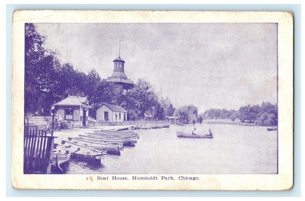 1908 Humboldt Park Boat House Chicago Illinois IL Posted Antique Postcard