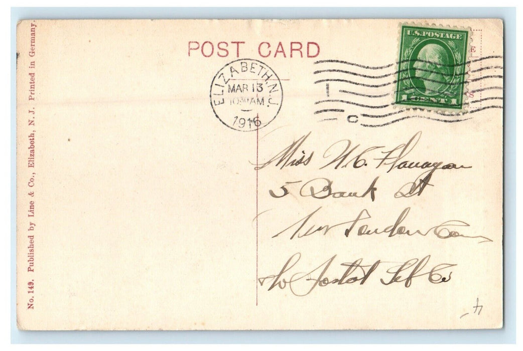 1916 Church of St Patrick's in Elizabeth, New Jersey NJ Antique Postcard