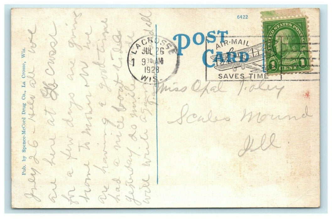 1928 High School La Crosse Wisconsin WI Vintage Posted Postcard