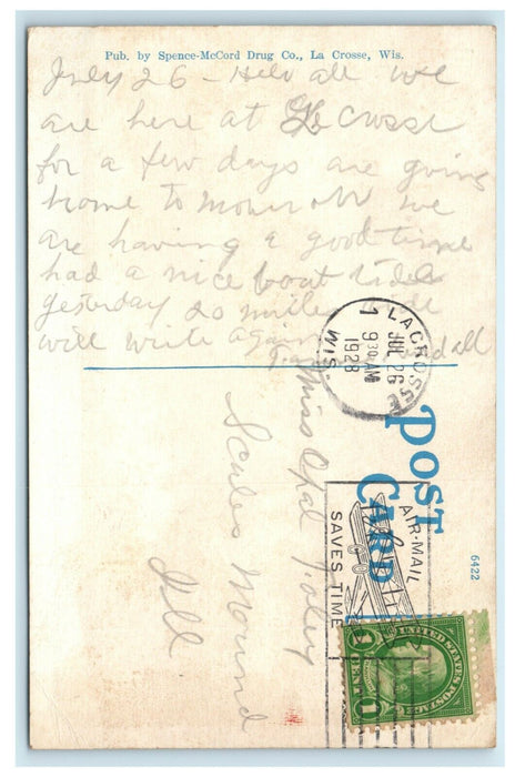 1928 High School La Crosse Wisconsin WI Vintage Posted Postcard