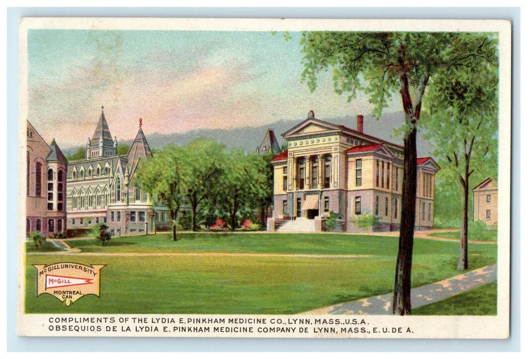 Lydia E. Pinkham Medicine Co. Mc Gill University Lynn Massachusetts MA Postcard