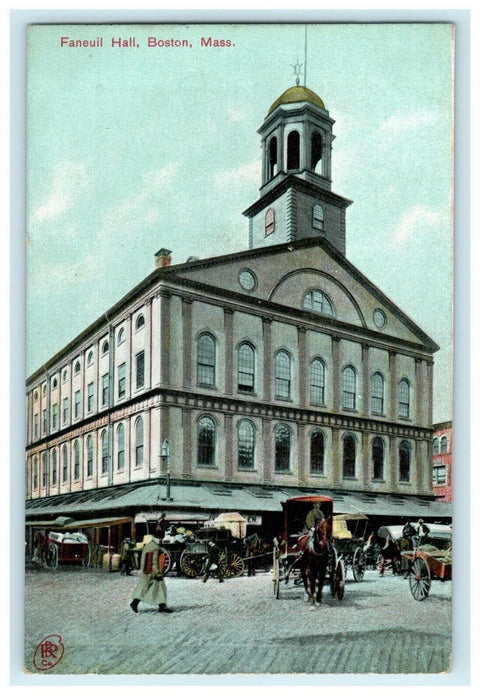 1909 Faneuil Hall Boston Massachusetts MA Boston & Albany RPO Posted Postcard