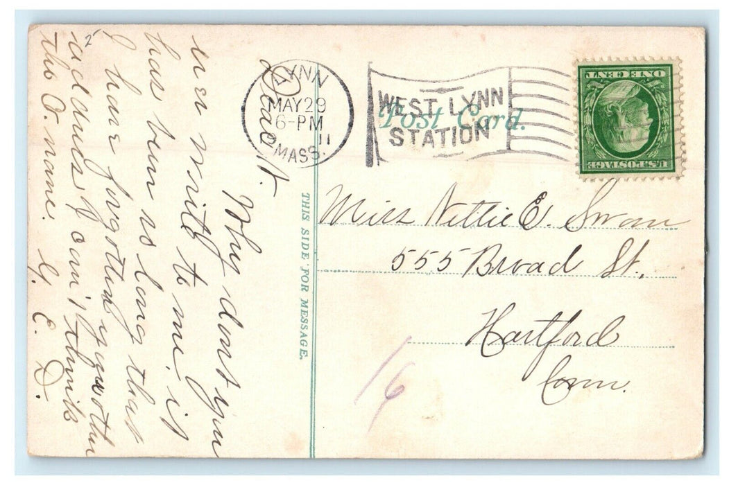 1911 Lynn Common Street Scene View Lynn Massachusetts MA Antique Postcard