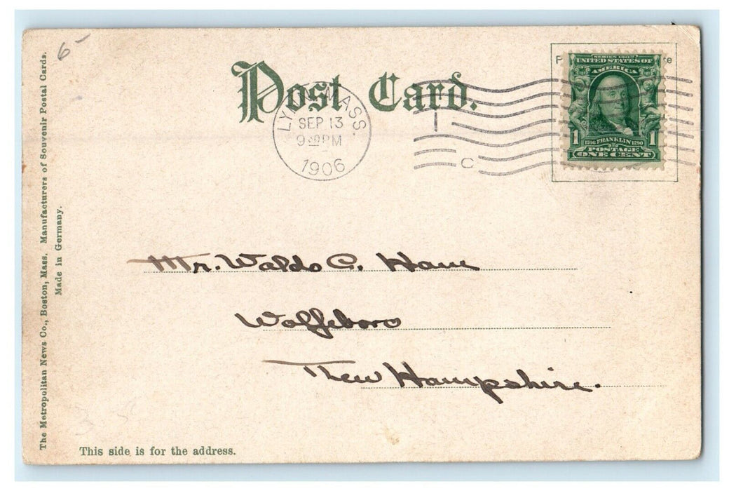 1906 Central Square Street View Trolley Train Lynn Massachusetts MA Postcard