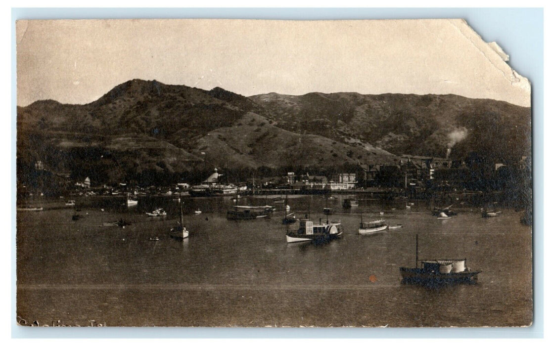1908 Boats Harbor Catalina California CA RPPC Beaumont Photo Antique Postcard