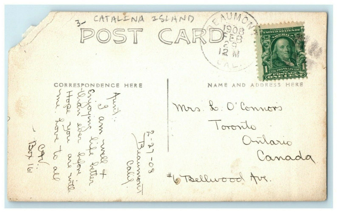 1908 Boats Harbor Catalina California CA RPPC Beaumont Photo Antique Postcard