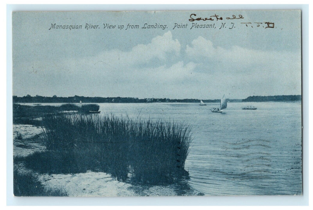 1906 Manasquan River Point Pleasant New Jersey NJ Transit Bloomfield Postcard