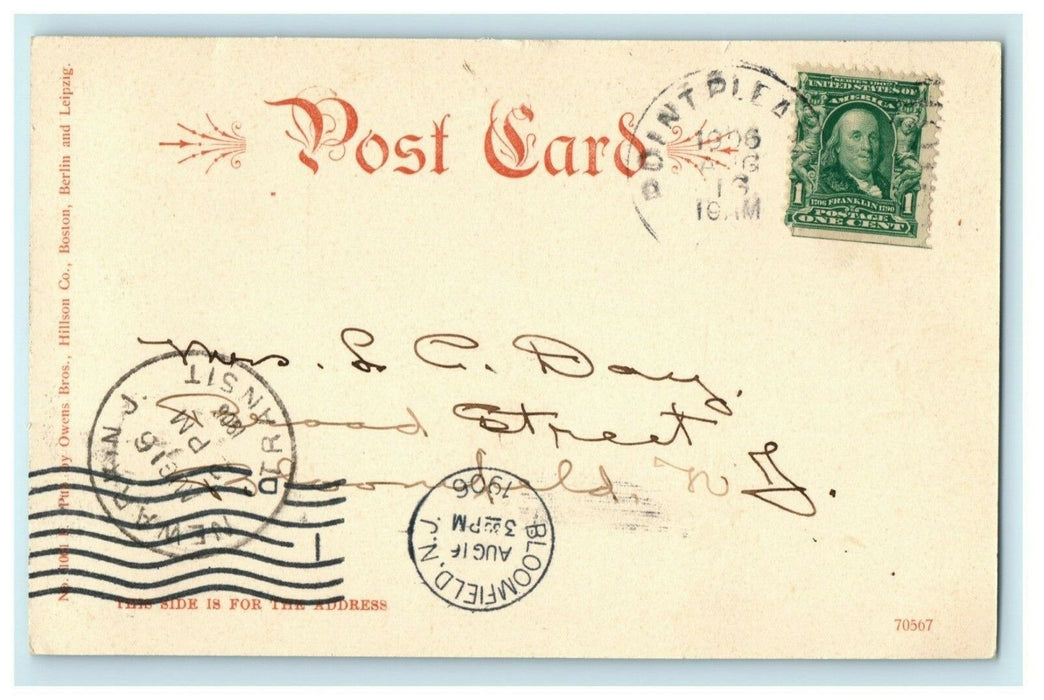 1906 Manasquan River Point Pleasant New Jersey NJ Transit Bloomfield Postcard