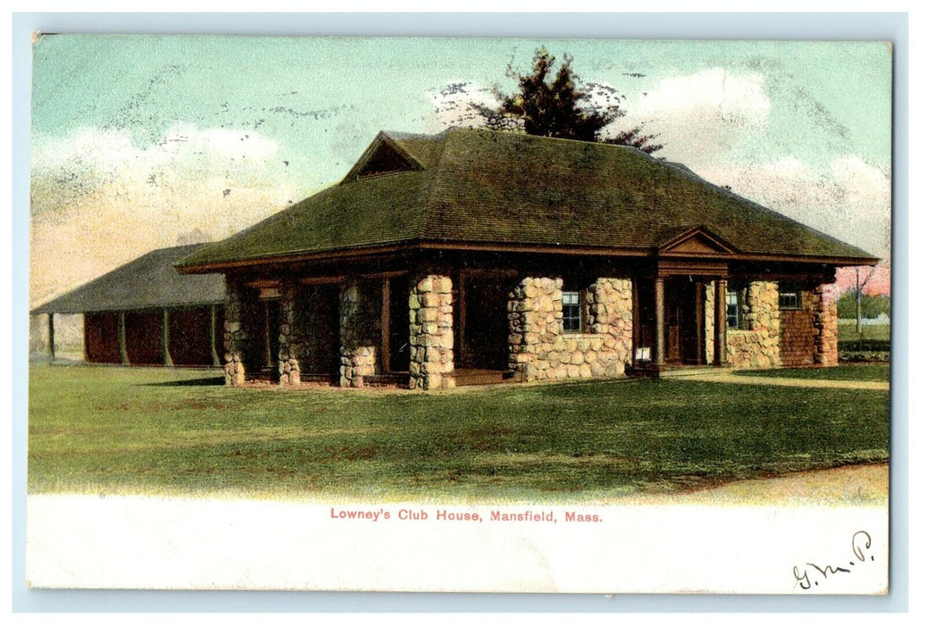 1907 Lowney's Club House View Mansfield Massachusetts MA Antique Postcard