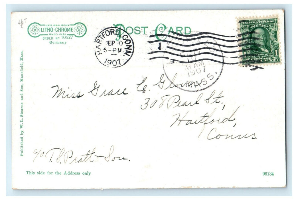 1907 Lowney's Club House View Mansfield Massachusetts MA Antique Postcard