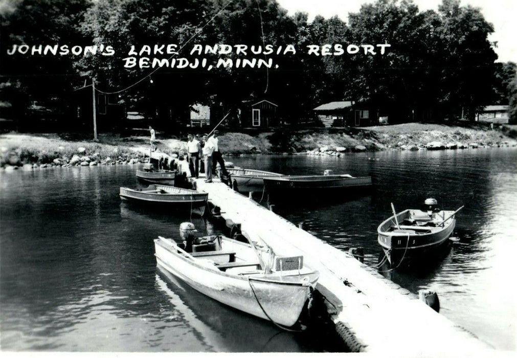 1963 Johnson's Lake Andrusia Resort Bemidji Minnesota MN RPPC Photo Postcard