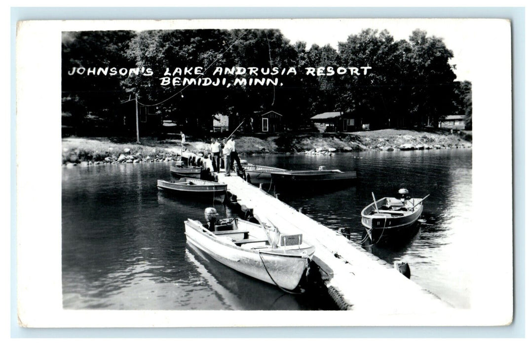 1963 Johnson's Lake Andrusia Resort Bemidji Minnesota MN RPPC Photo Postcard